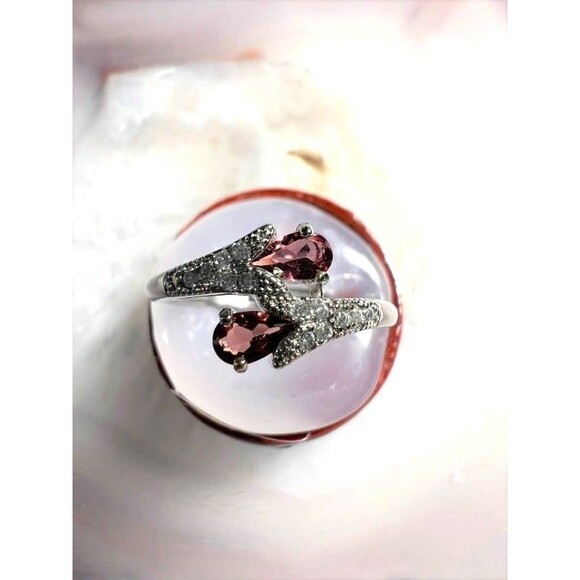 Beautiful Genuine Garnet Bypass Ring - Adjustable - Picture 1 of 4